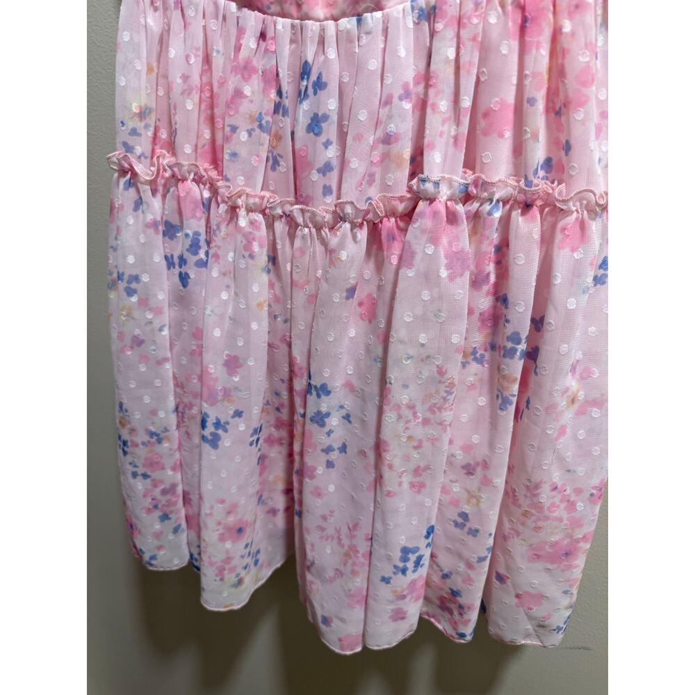Lucy in the Sky | Dotted Floral Babydoll Dress in Pink Cottagecore Summer Preppy - Picture 4 of 8